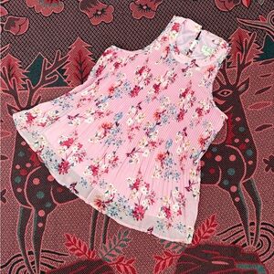 Pink Rose Pink Floral Pleated Tank Top